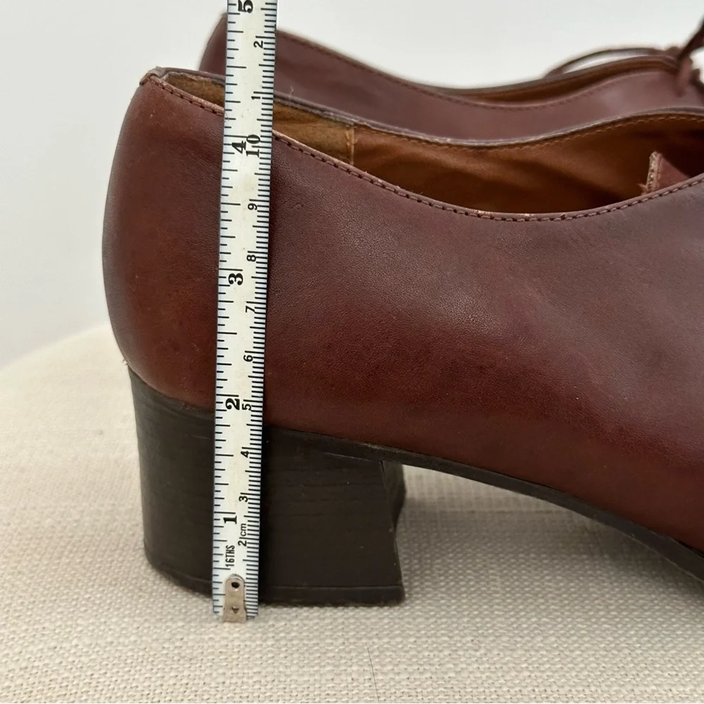 Vintage Brown Suede Leather Heeled Loafer Shoes- Preppy Collegiate Fall Office